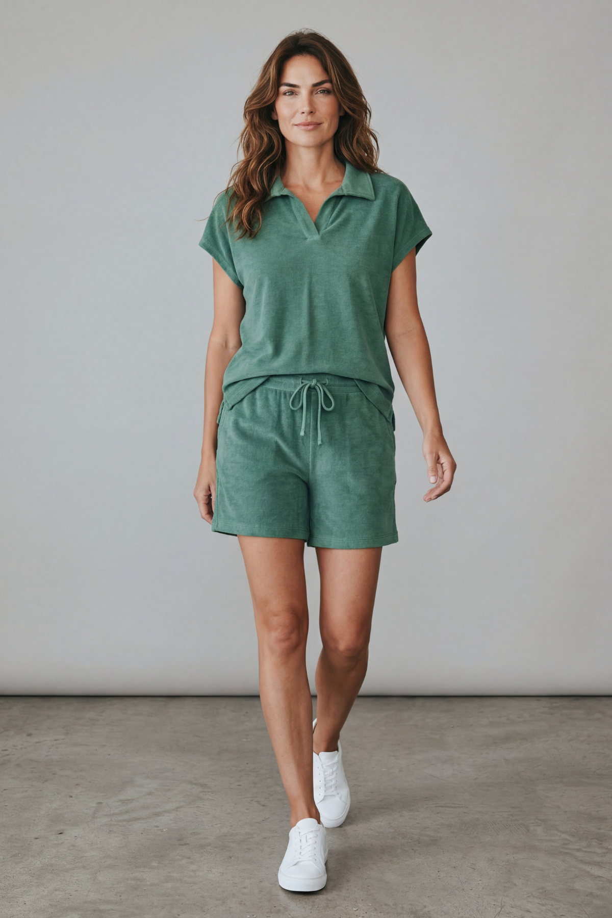 Majestic Filatures Organic Cotton Terry Semi Relaxed Sleeveless Polo - Agave