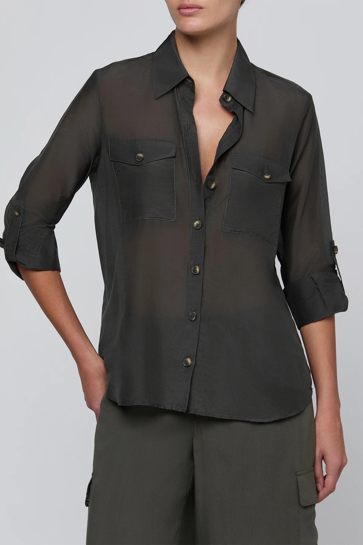 L'AGENCE Pearson Military Blouse - Ash Olive