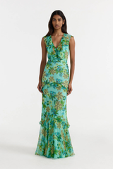 Saloni Rita Dress - Fiori Mint