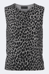 Nili Lotan Nessa Sweater Tank - Pebble Grey Heather/ Black Cheetah