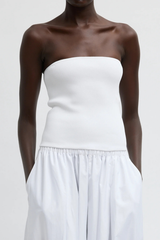 Tibi Ribbed Sweater Tube Top - White