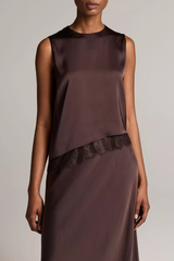 Vince Asymmetric Hem Shell With Lace - Iron