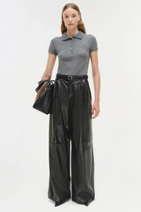 Simkhai Kobie Wide Leg Leather Pant - Black