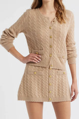 LoveShackFancy Eugenie Cardigan - Camel Melange