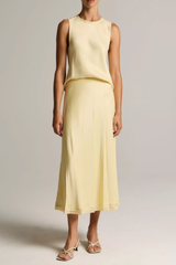 Vince Sleeveless Bias Crewneck With Raw Edge - Sun Petal