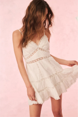 LoveShackFancy Solbina Cotton Rose & Bow Mini Dress - White