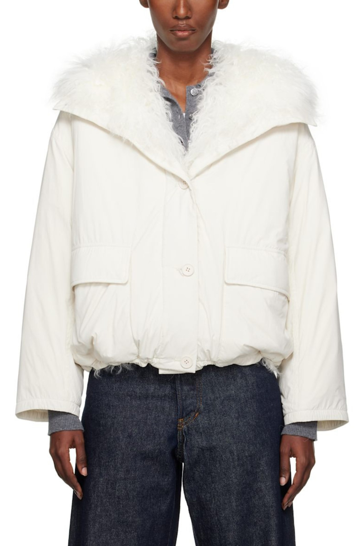 Yves Salomon Hood Down Jacket - White