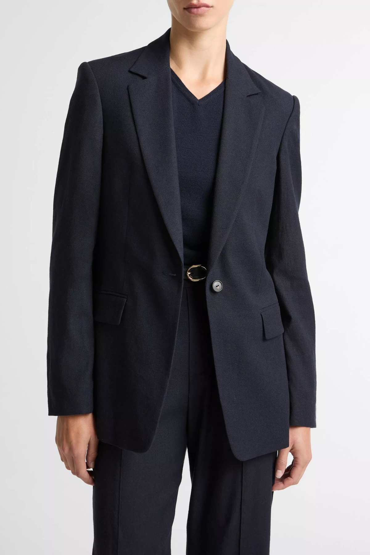 Vince Linen Single Breasted Blazer - Coastal Blue