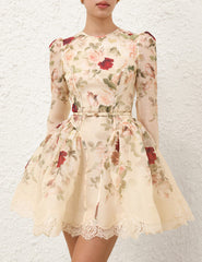 Zimmermann Hypnotic Panelled Mini Dress - Cream Cascade