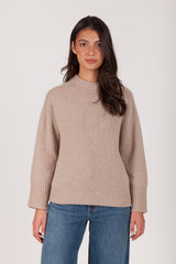 Oh My Goat Cashmere Long Sleeve Crewneck Sweater - Beige