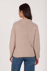 Oh My Goat Cashmere Long Sleeve Crewneck Sweater - Beige
