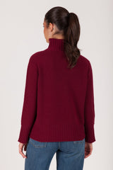 Oh My Goat Cashmere Long Sleeve Mock Neck With Side Slits - Bordeaux