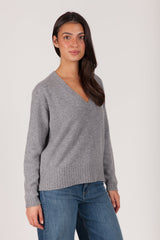 Oh My Goat Cashmere Long Sleeve V-Neck Sweater - Grigio