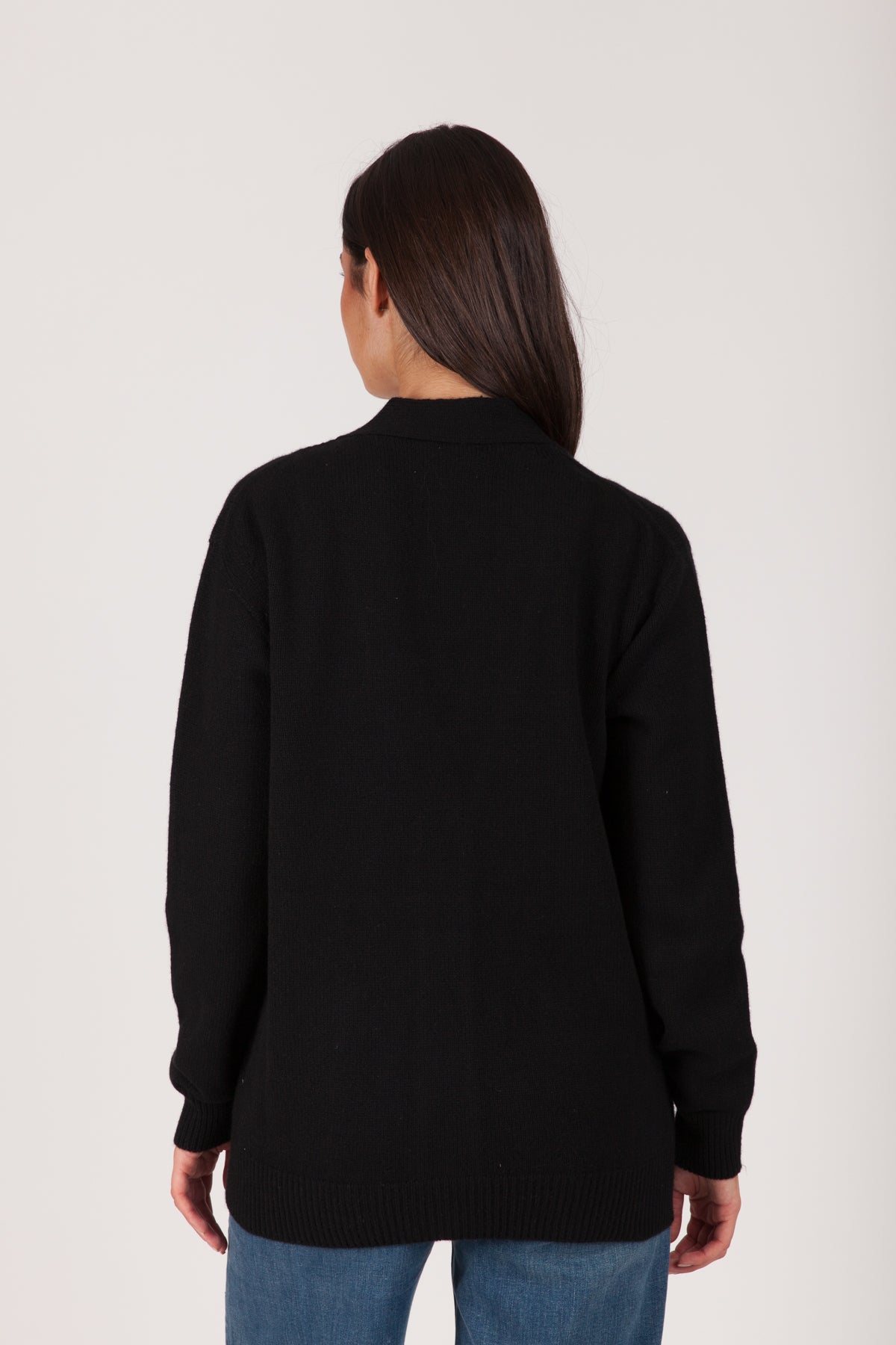 Oh My Goat Long Sleeve V-Neck Cardigan - Nero
