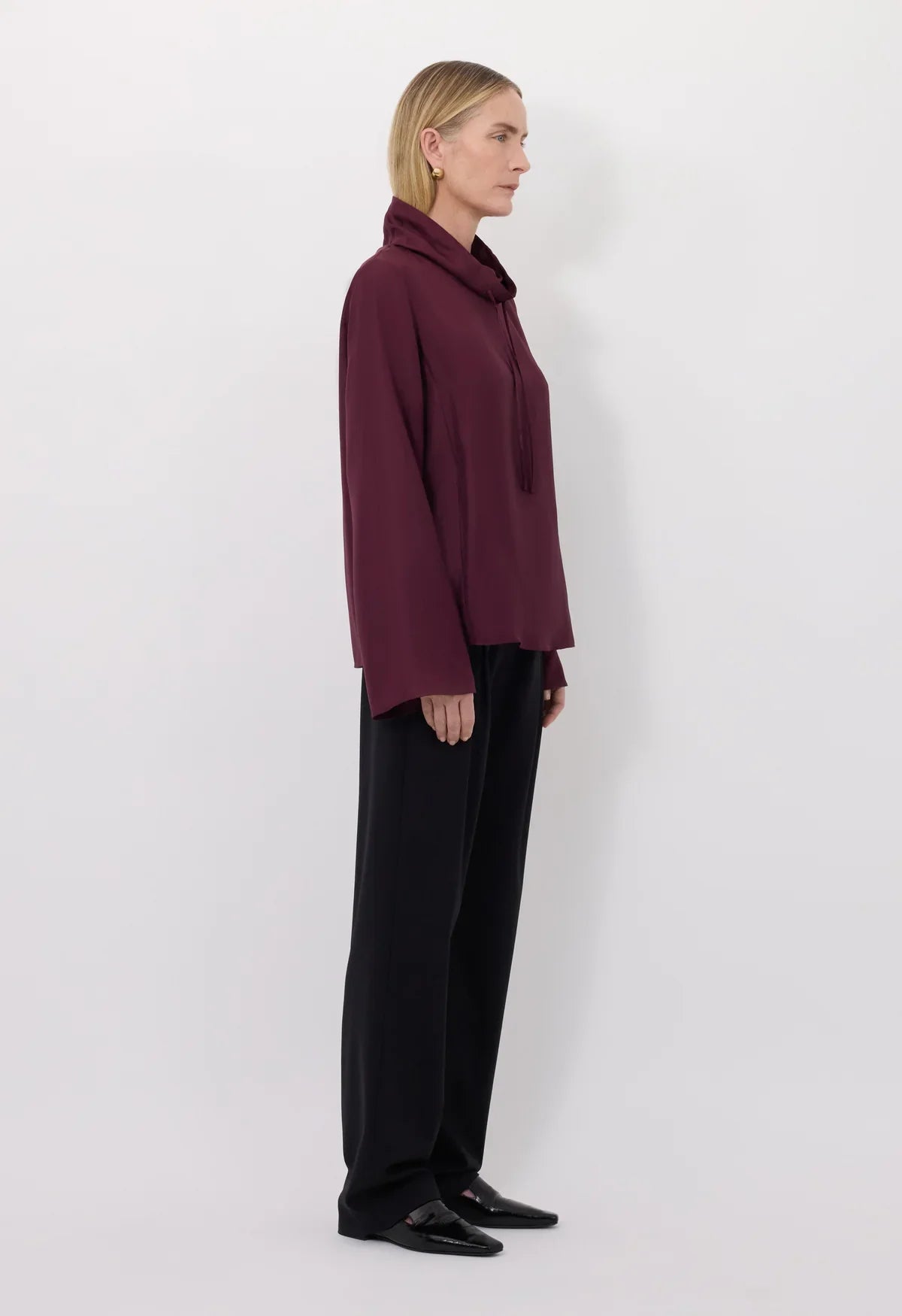 Loulou de Saison Cyna Stand Collar Blouse - Prune