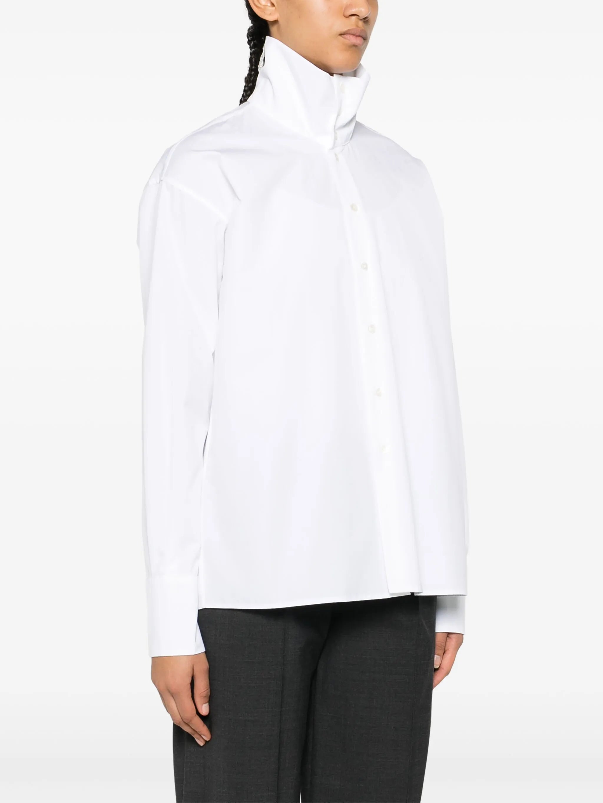 Fabiana Filippi High-Neck Poplin Shirt - White