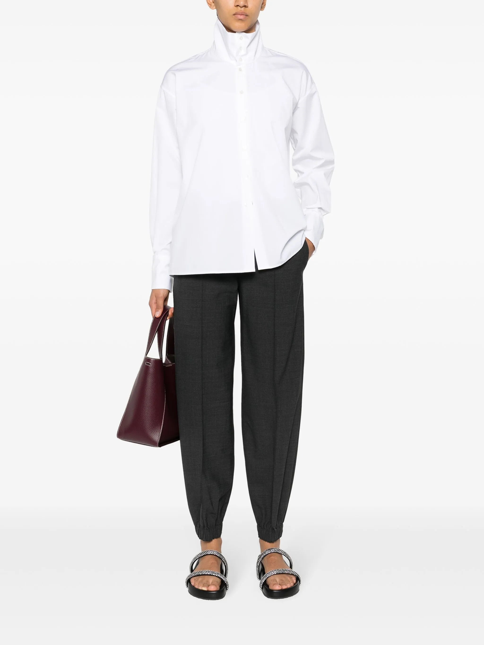 Fabiana Filippi High-Neck Poplin Shirt - White