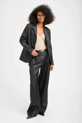SPRWMN Paloma Leather Pleated Trousers - Black