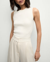 Veronica Beard Crewneck Sid Sleeveless Pullover - Off White