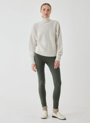 Majestic Filatures Merino Rib Long Sleeve Mock Neck Turtleneck - Milk