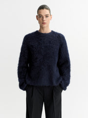 Soft Goat Alpaca Crewneck - Navy