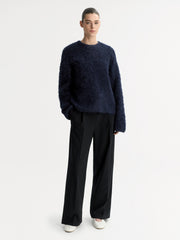 Soft Goat Alpaca Crewneck - Navy