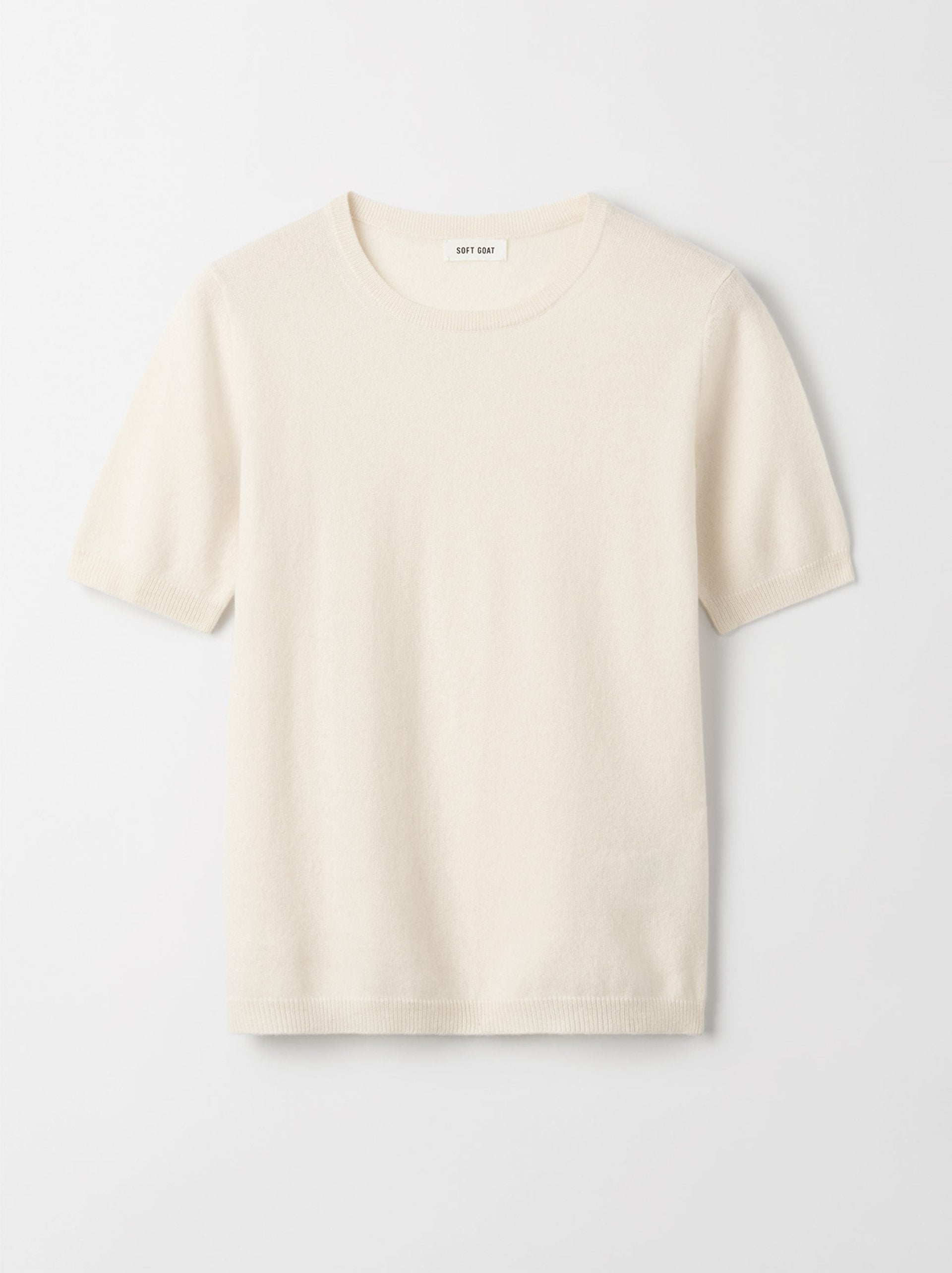 Soft Goat Short Sleeve Crewneck - Feather White