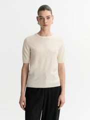 Soft Goat Short Sleeve Crewneck - Feather White
