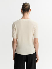 Soft Goat Short Sleeve Crewneck - Feather White