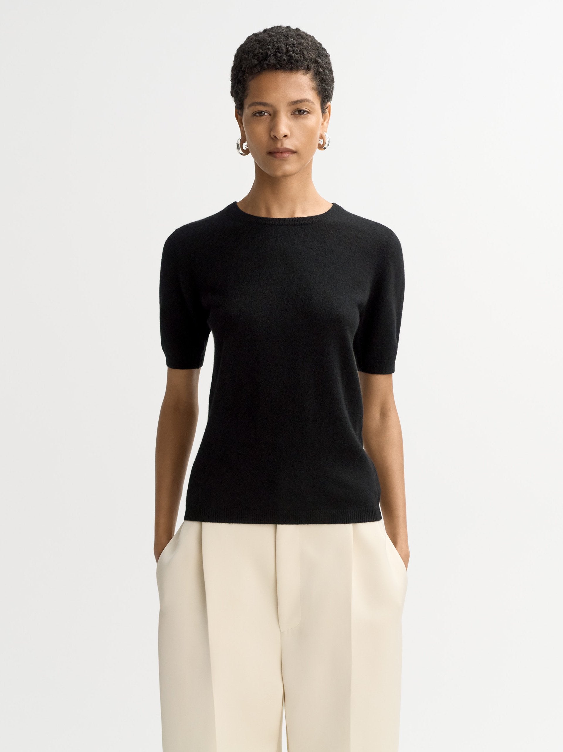 Soft Goat Short Sleeve Crewneck - Black