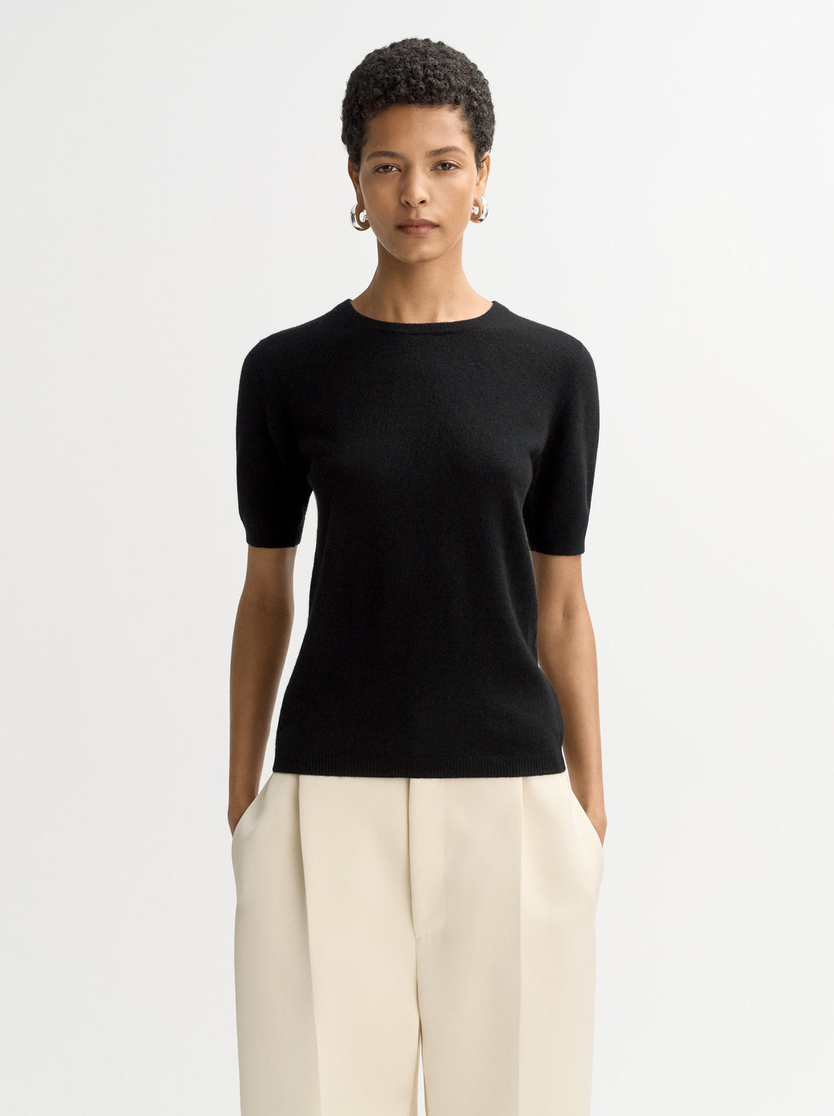 Soft Goat Short Sleeve Crewneck - Black