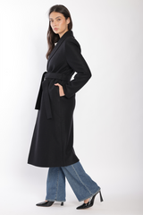 Harris Wharf Shawl Collar Coat With S. Pads Pressed Wool - Black