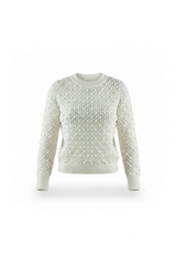 Le Superbe Beaded Solar Pullover - White