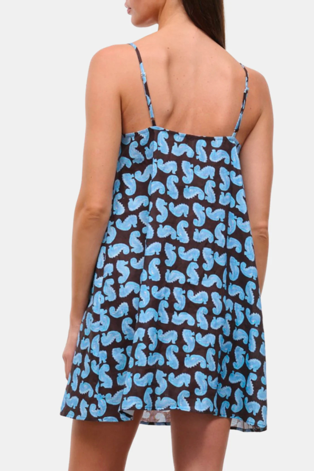 Staud Laura Linen Mini Dress - Seahorse