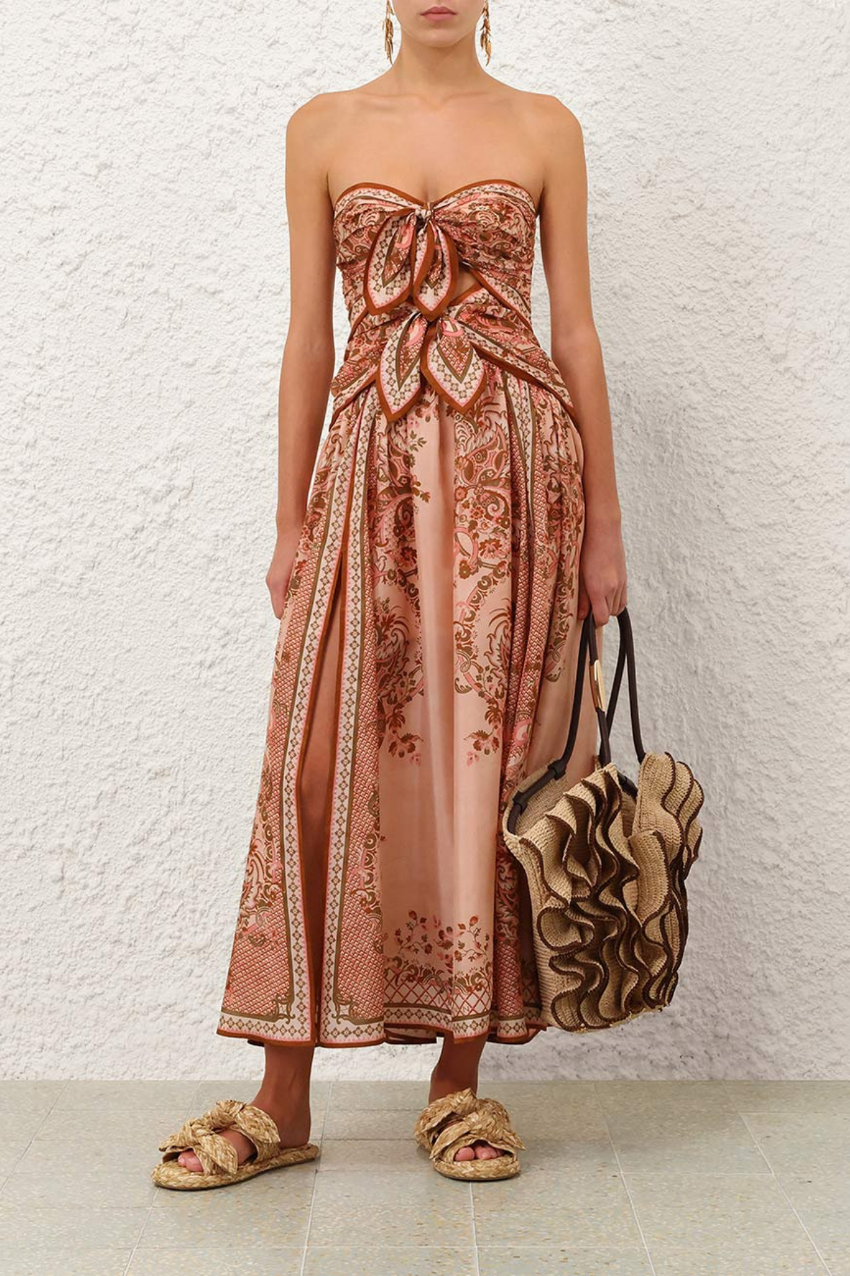 Zimmermann Aster Scarf Midi Dress - Pink Paisley Floral