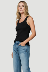 Majestic Filatures Lyocell Cotton Rib Scoopneck Tank - Noir