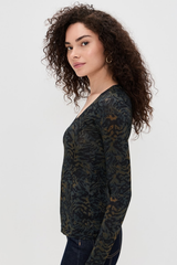 Ulla Johnson Aris Jersey Long Sleeve U-Neck Top - Desert Jasper