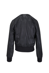 R13 Pleated Neck Leather Jacket - Black