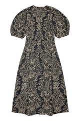 Ulla Johnson Harriet Puff Sleeve Midi Dress - Noir Flora