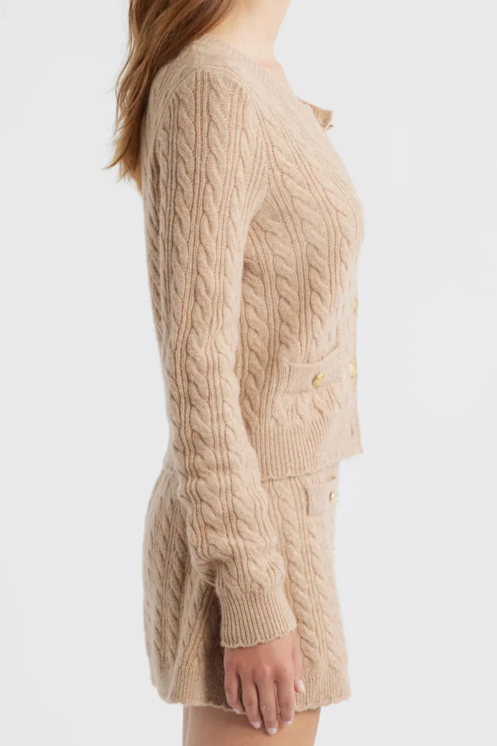 LoveShackFancy Eugenie Cardigan - Camel Melange