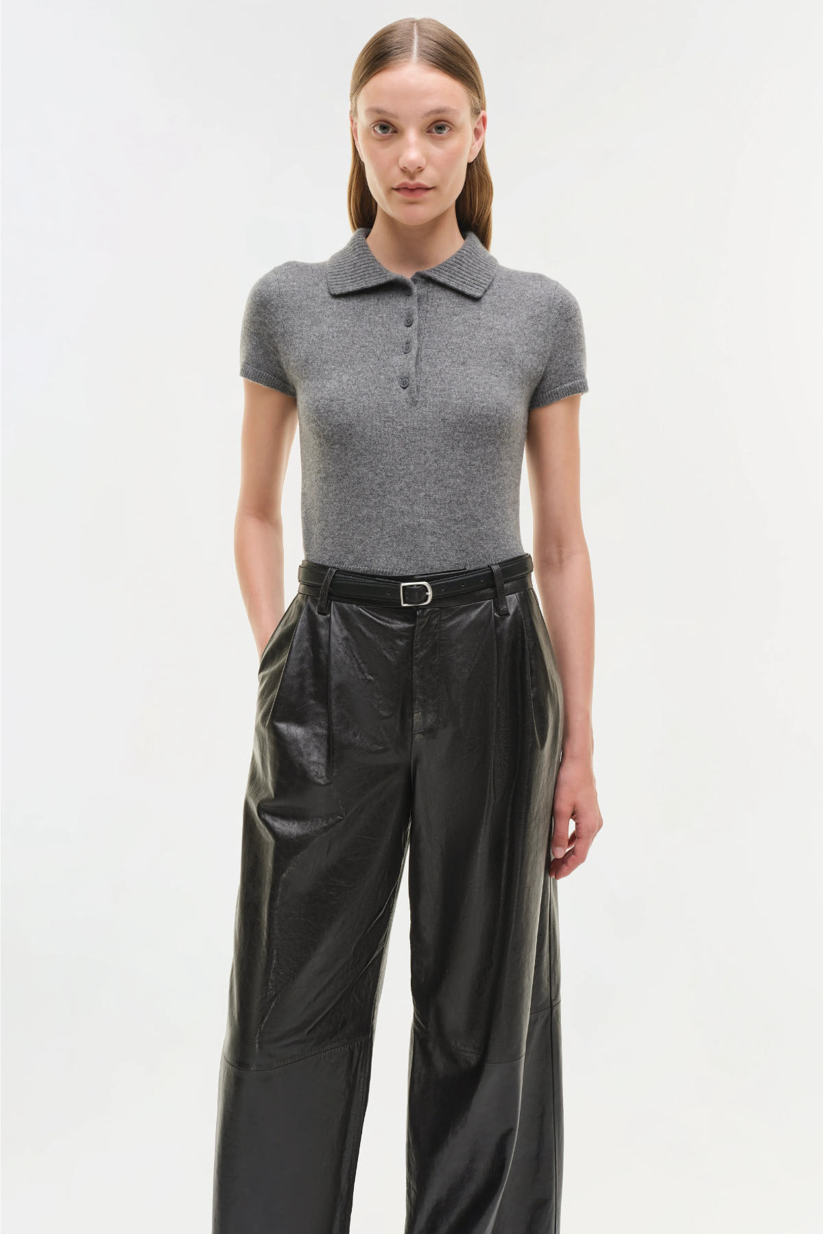 Simkhai Kobie Wide Leg Leather Pant - Black