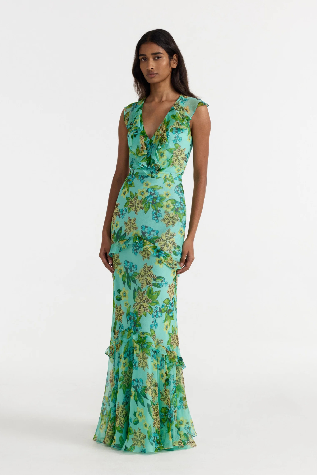 Saloni Rita Dress - Fiori Mint