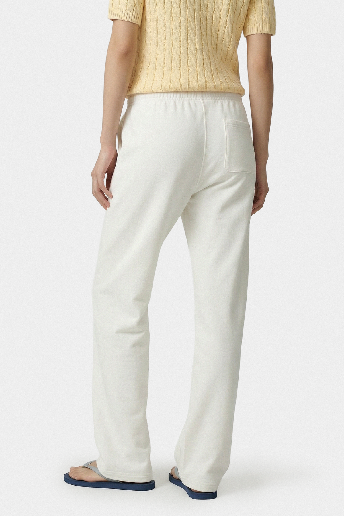 Sporty & Rich Vendome LA Embroidered Sweatpant - Ecru Navy