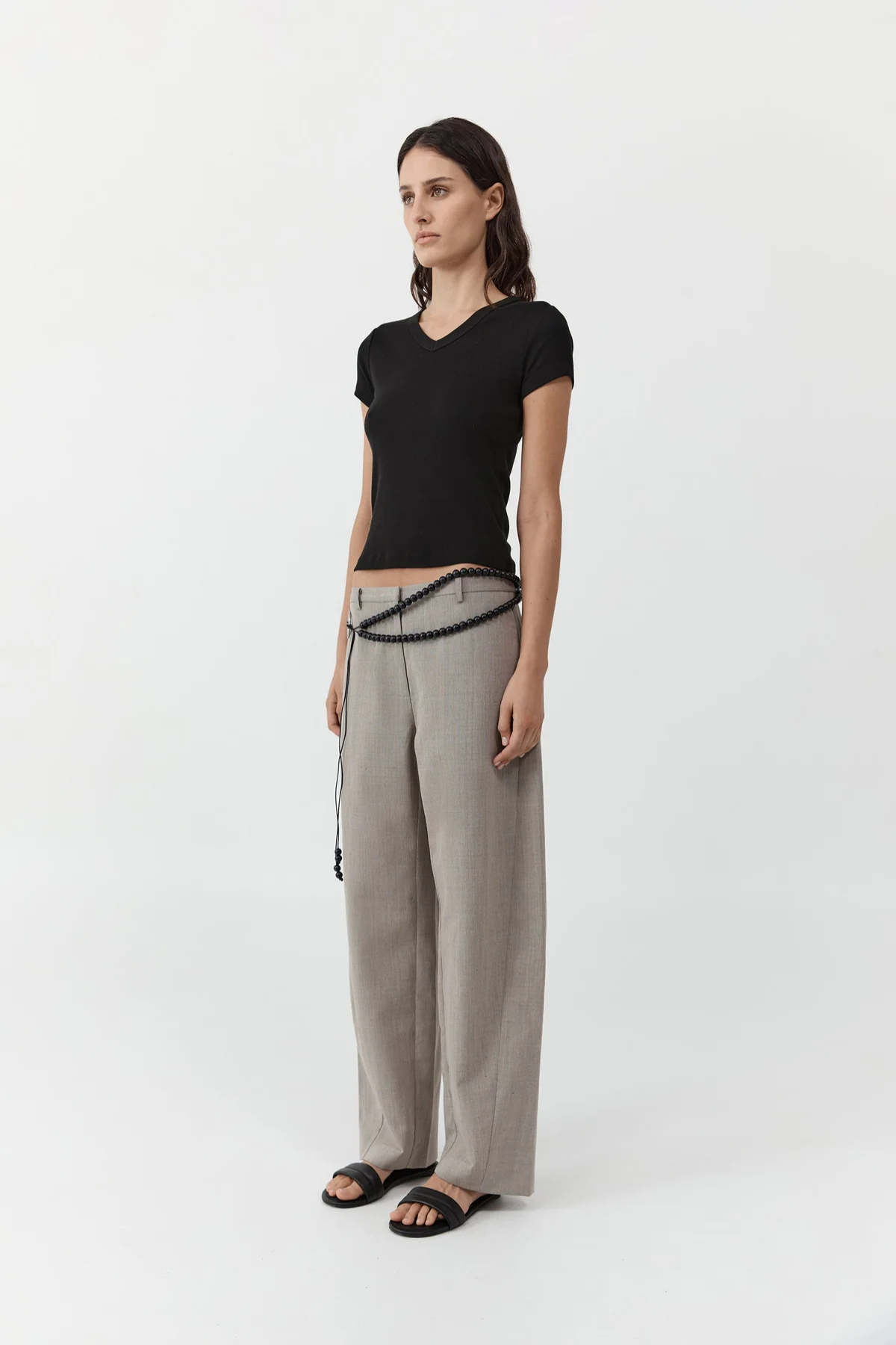 St. Agni Fine Band Balloon Pants - Pebble Melange