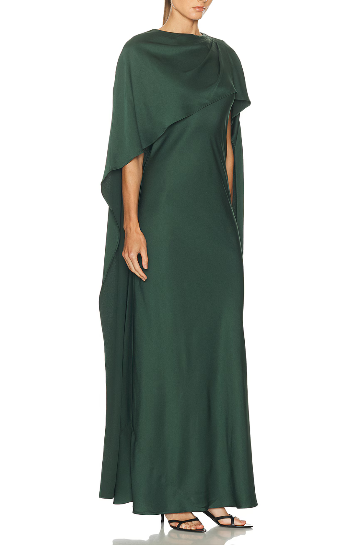 Simkhai Izel Satin Cape Gown - Cypress