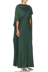 Simkhai Izel Satin Cape Gown - Cypress