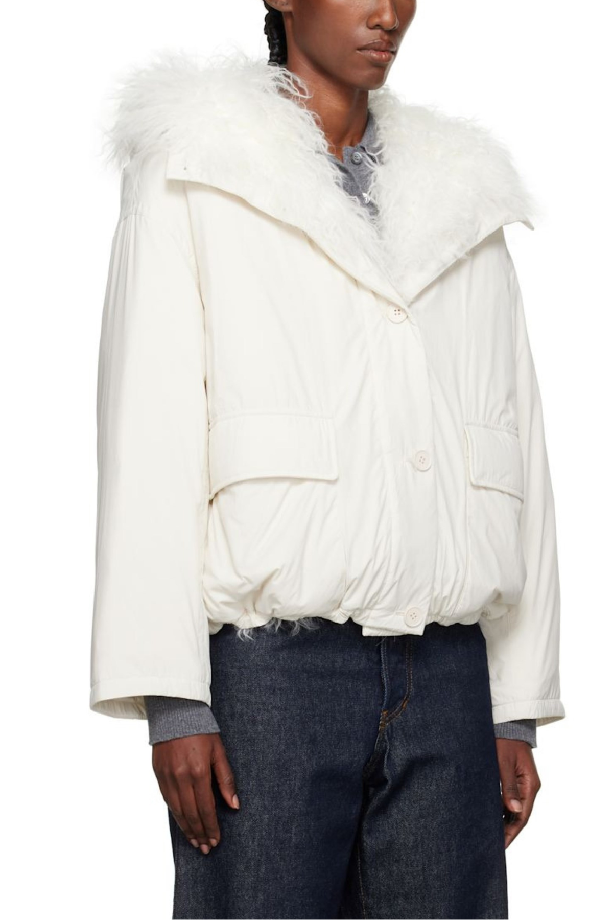Yves Salomon Hood Down Jacket - White