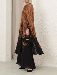 Zimmermann Hypnotic Caped Maxi Dress - Black Paisley