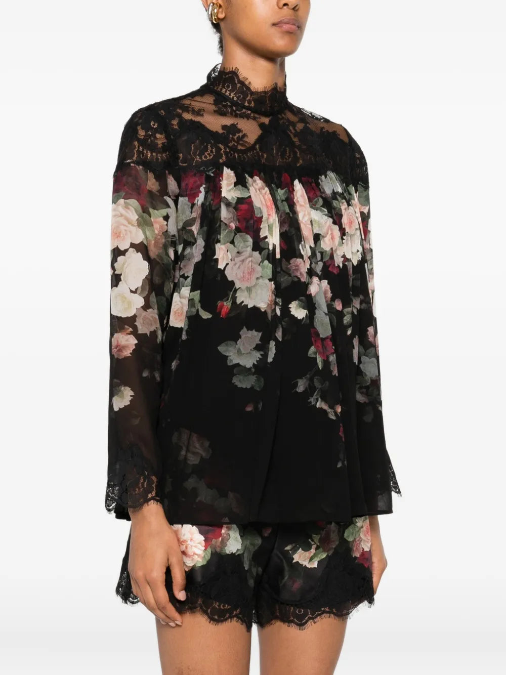 Zimmermann Hypnotic Lace Yoke Blouse - Black Cascade