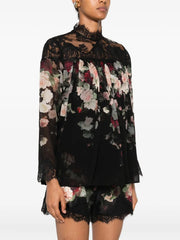 Zimmermann Hypnotic Lace Yoke Blouse - Black Cascade
